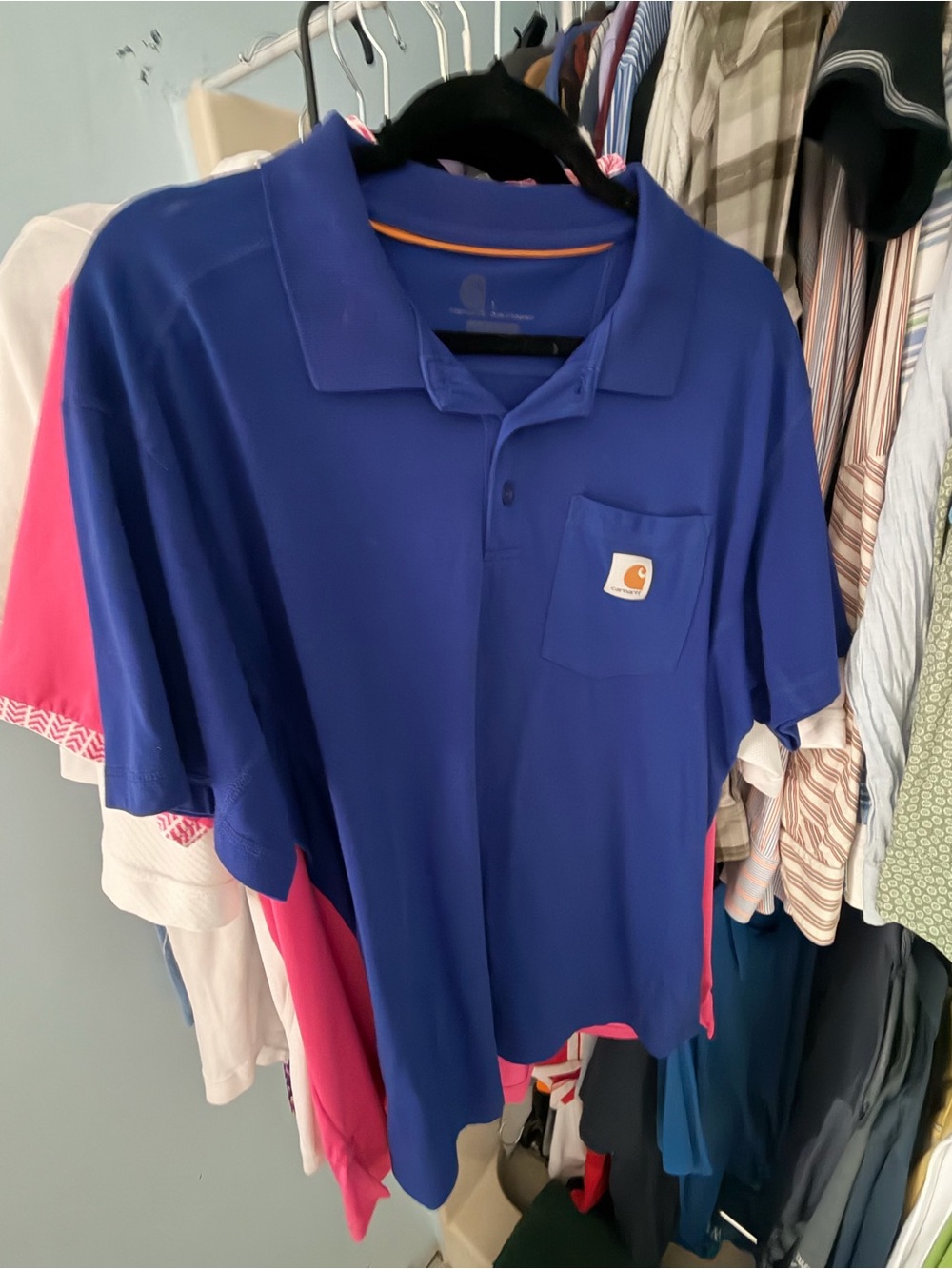 Carhartt Men's Deep Blue Polo with Chest Pocket